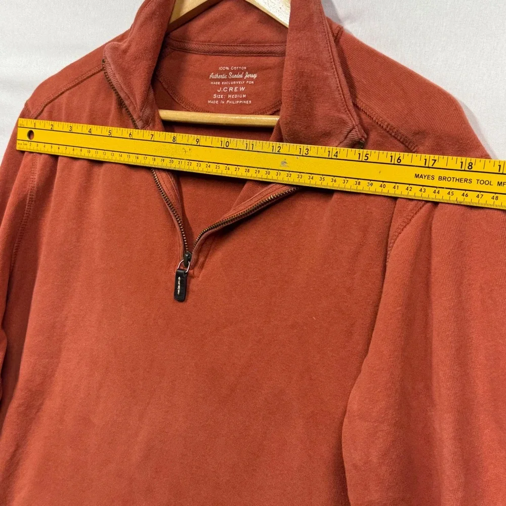 J. Crew Mens Authentic Jersey Quarter Zip Pullover Sweatshirt‎ Medium Orange